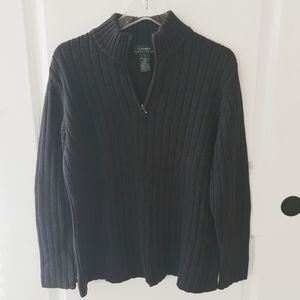 Ralph Lauren heavy knit quarter zipper sweater dark grey